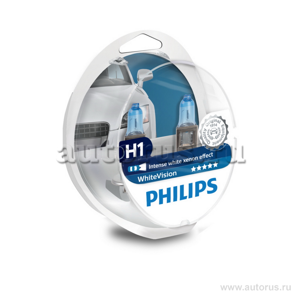 Лампа 12V H1+W5W 55W PHILIPS White Vision 2 шт. DUOBOX 12258 WHVSM