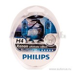 Лампа 12V H4 60/55W PHILIPS BlueVision Ultra 2 шт. DUOBOX 12342BVUSM