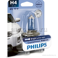 Лампа 12V H4 60/55W PHILIPS Crystal Vision 1 шт. блистер 12342CVB1