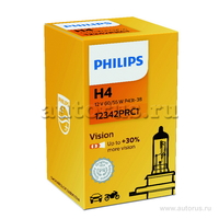 Лампа 12V H4 60/55W +30% PHILIPS Premium 1 шт. картон 12342PRC1