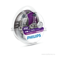Лампа 12V H4 60/55W +60% PHILIPS VisionPlus 2 шт. DUOBOX 12342VPS2