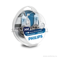 Лампа 12V H4+W5W 60/55W PHILIPS White Vision 2 шт. DUOBOX 12342WHVSM
