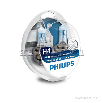 Лампа 12V H4+W5W 60/55W PHILIPS White Vision 2 шт. DUOBOX 12342WHVSM