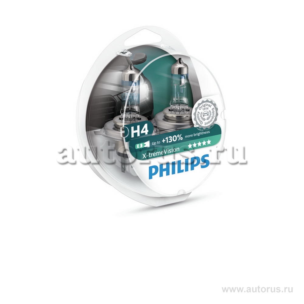 Лампа 12V H4 60/55W +130% PHILIPS X-tremeVision 2 шт. DUOBOX 12342XV+ S2