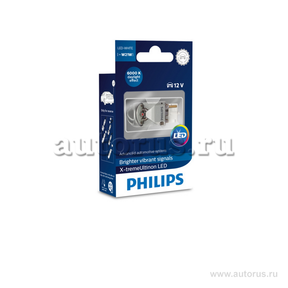 Лампа светодиодная 12V W21W 21W PHILIPS LED White 1 шт. картон 12795X1