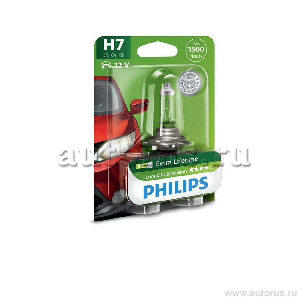 Лампа 12V H7 55W PHILIPS Longerlife Eco Vision 1 шт. блистер 12972 LLECOB1