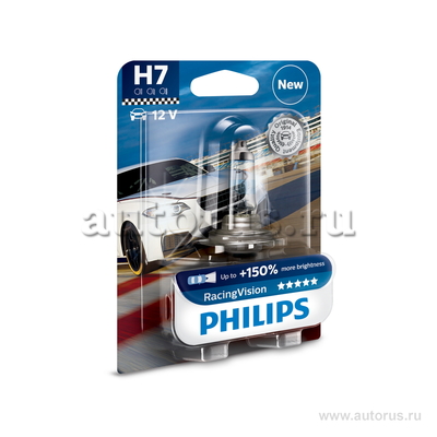 Лампа 12V H7 55W +150% PHILIPS RacingVision 1 шт. блистер 12972RVB1