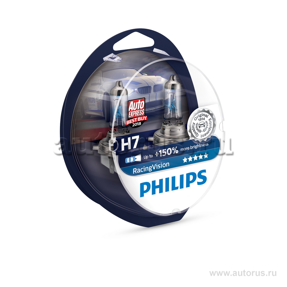 Лампа 12V H7 55W +150% PHILIPS RacingVision 2 шт. DUOBOX 12972 RVS2