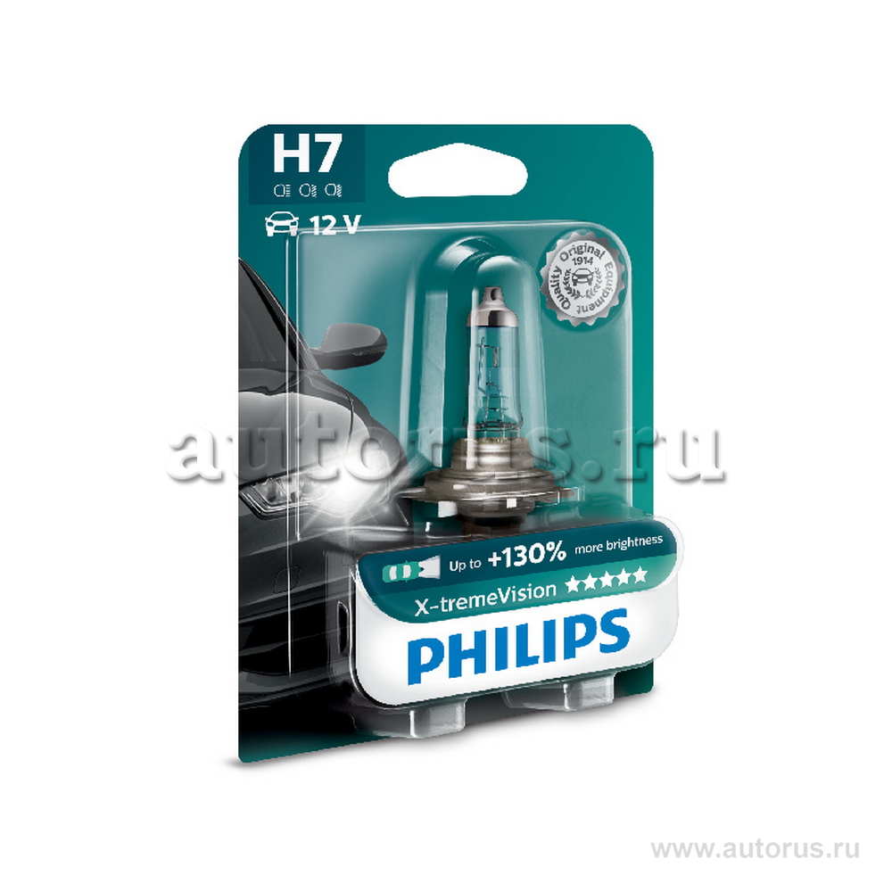 Лампа 12V H7 55W +130% PHILIPS X-tremeVision 1 шт. блистер 12972 XV+B1