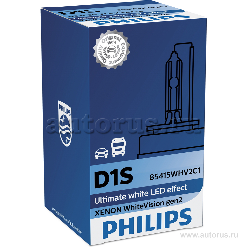 Лампа ксеноновая D1S PHILIPS WhiteVision gen2 1 шт. +120% 85415WHV2C1