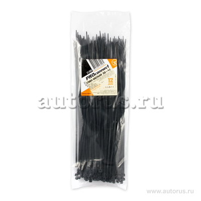 Хомут стяжка, 300 x 3,6 мм 100 шт (упаковка) черный PROconnect 57-0301