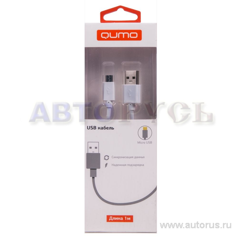 Кабель передачи данных QUMO, USB-Micro USB, круглый, белый,1м 20512
