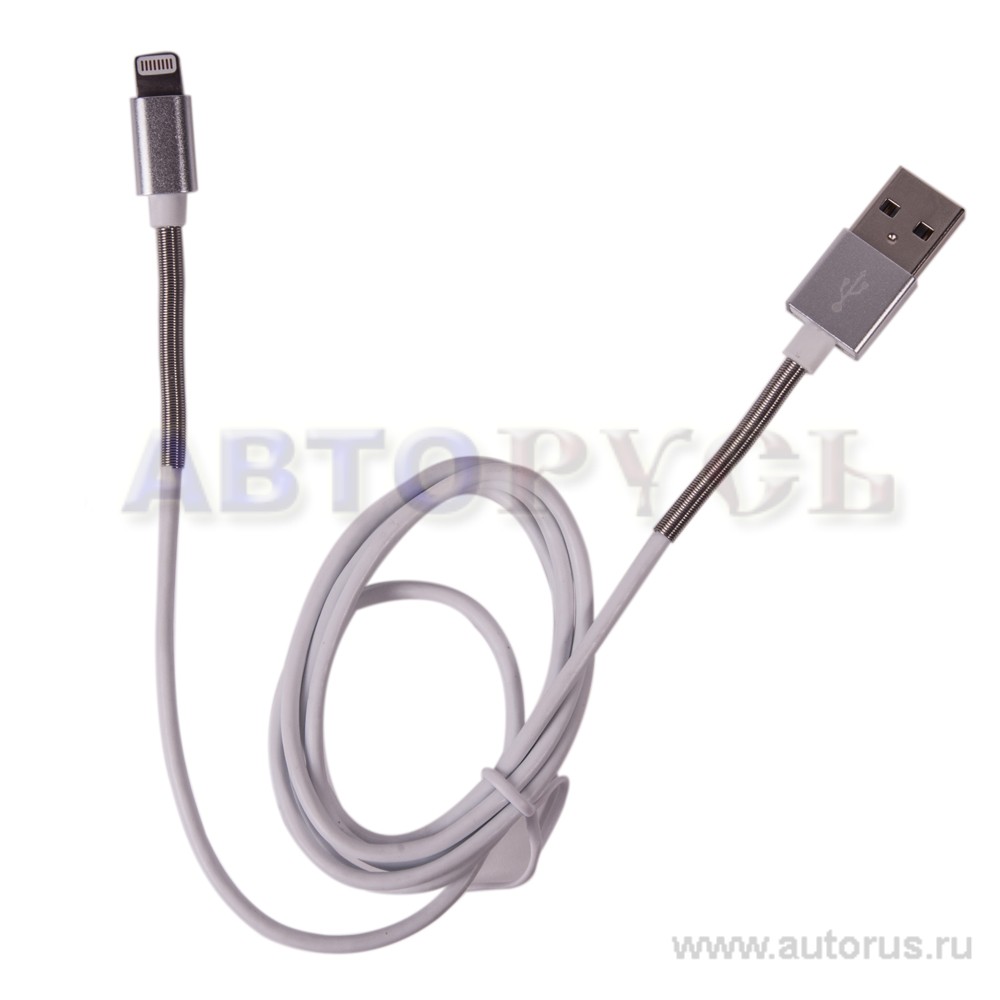 Кабель передачи данных QUMO, USB-A8pin, оплетка, стальная пружинка у коннектора, к моб.тел. iPHONE 5