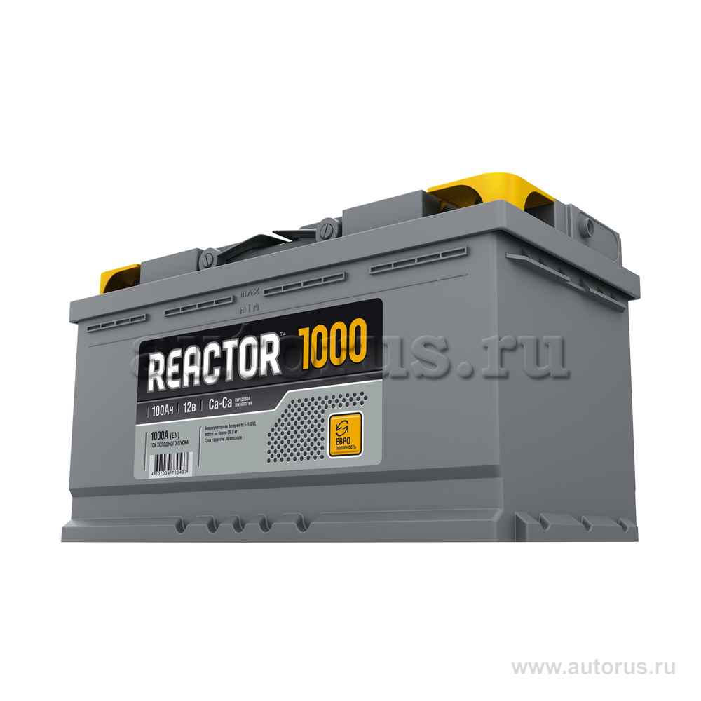 Аккумулятор REACTOR 100 А/ч обратная R+ EN 1 000A 353x175x190 6CT-100.0