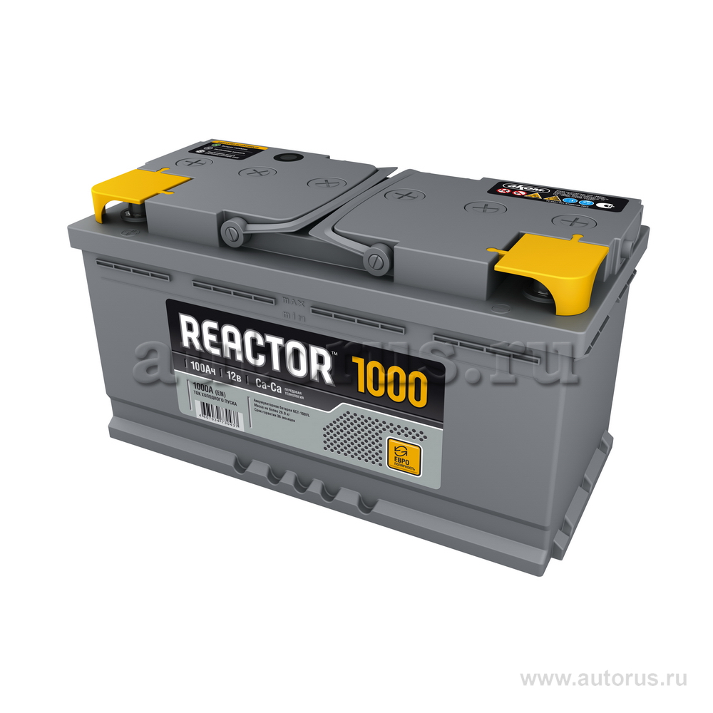 Аккумулятор REACTOR 100 А/ч обратная R+ EN 1 000A 353x175x190 6CT-100.0