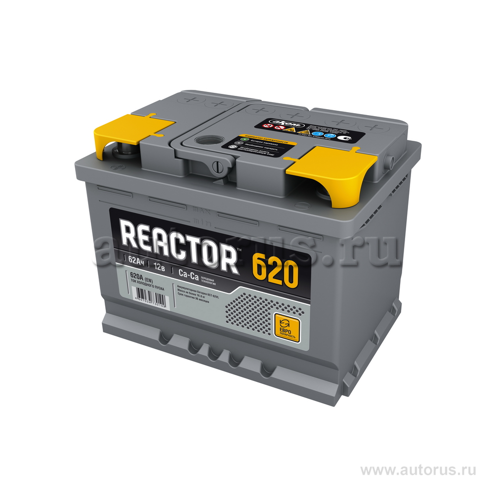 Аккумулятор REACTOR 62 А/ч обратная R+ EN 620A 242x175x190 6CT-62.0