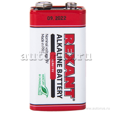 Алкалиновая батарейка 6LR61 (Крона) "REXANT" 9V 600 mAh REXANT 30-1061