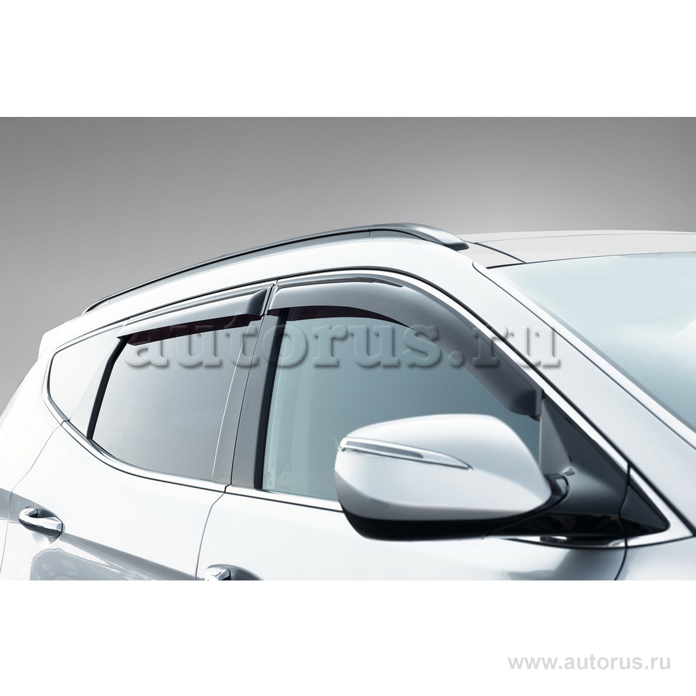 Дефлекторы окон передние и задние боковые окна Hyundai Santa Fe 4 шт. черный листовой ПММА Rival 32306001