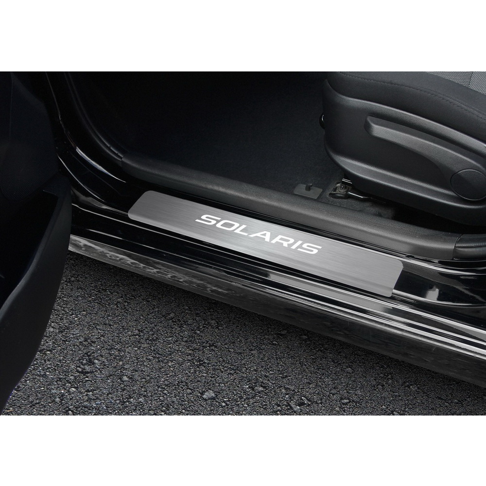 Накладки порогов Hyundai Solaris нержавеющая сталь серебристый 4 шт. Rival NP.2301.3