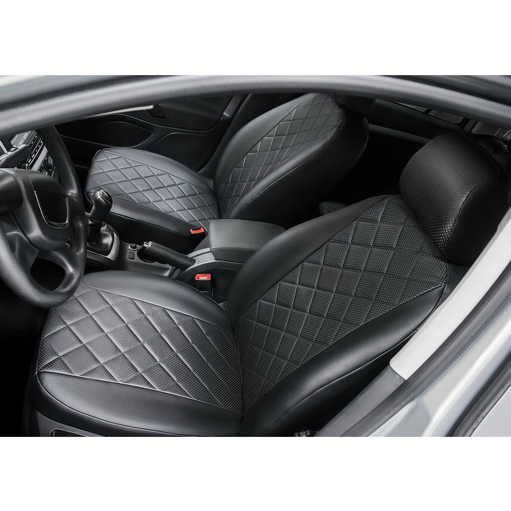 Авточехлы Ромб эко-кожа черный Hyundai Elantra VI AD седан 2016-2019 2019-н.в. Rival SC.2306.2