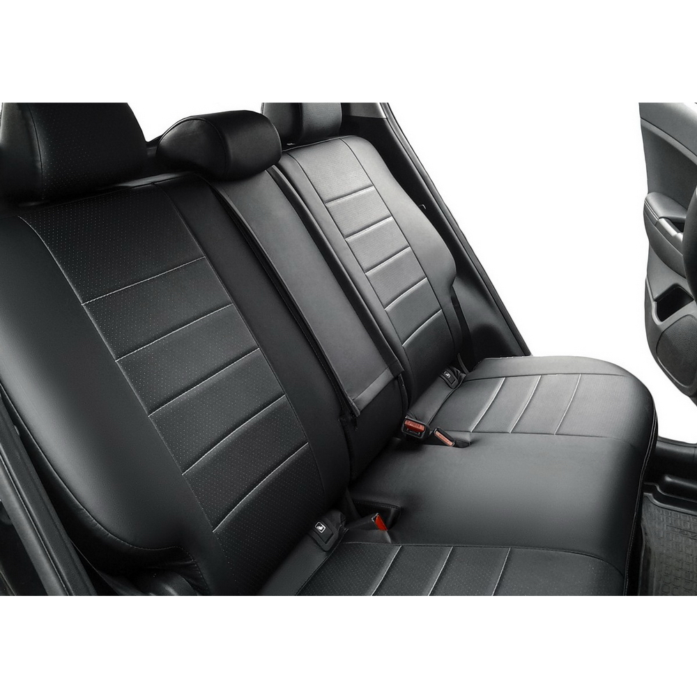 Авточехлы Строчка эко-кожа черный Nissan Almera III G15 седан 2012-2018 Rival SC.4104.1
