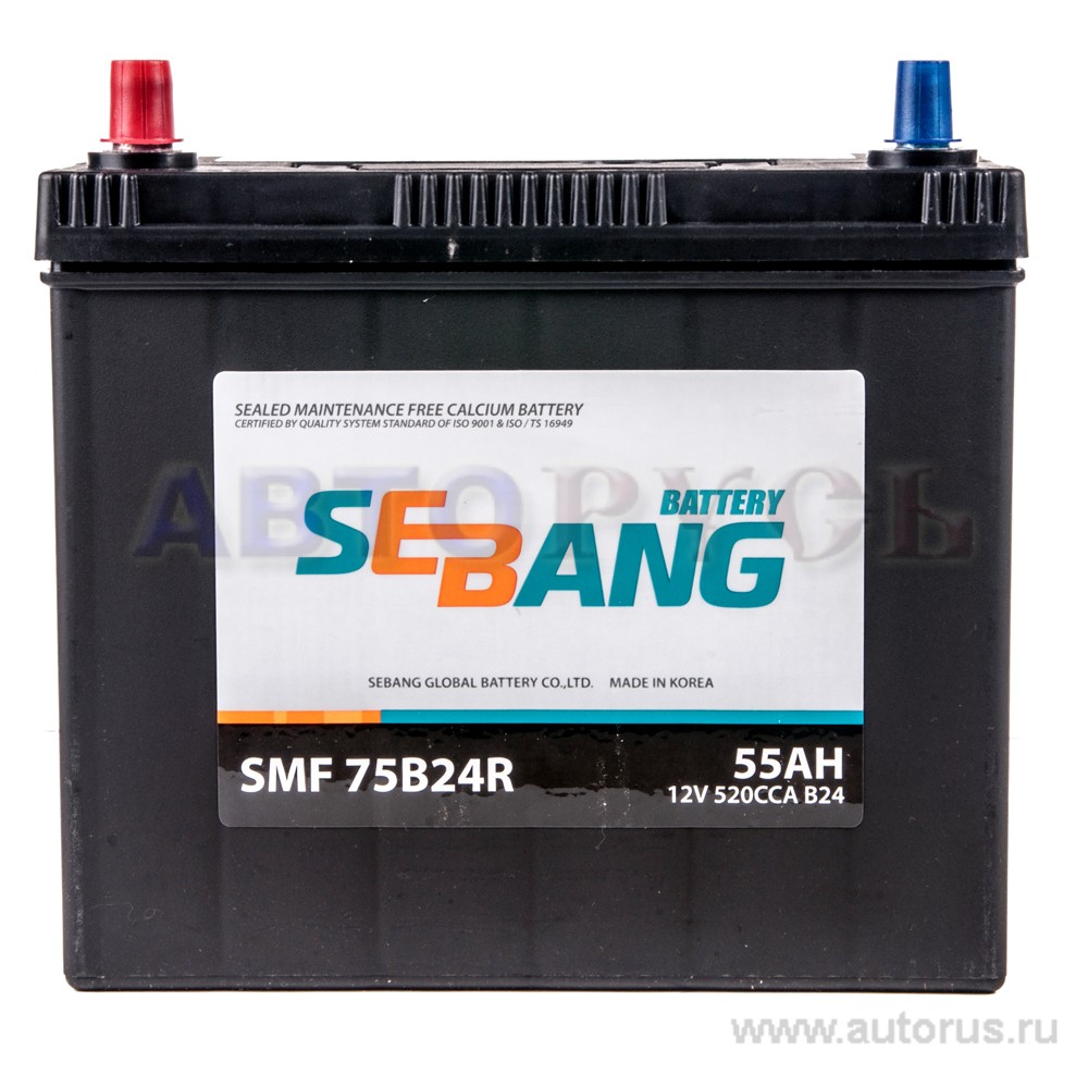 Аккумулятор SEBANG SMF 55 А/ч прямая L+ EN 520A 238x129x225 SMF 75B24R SMF 75B24R