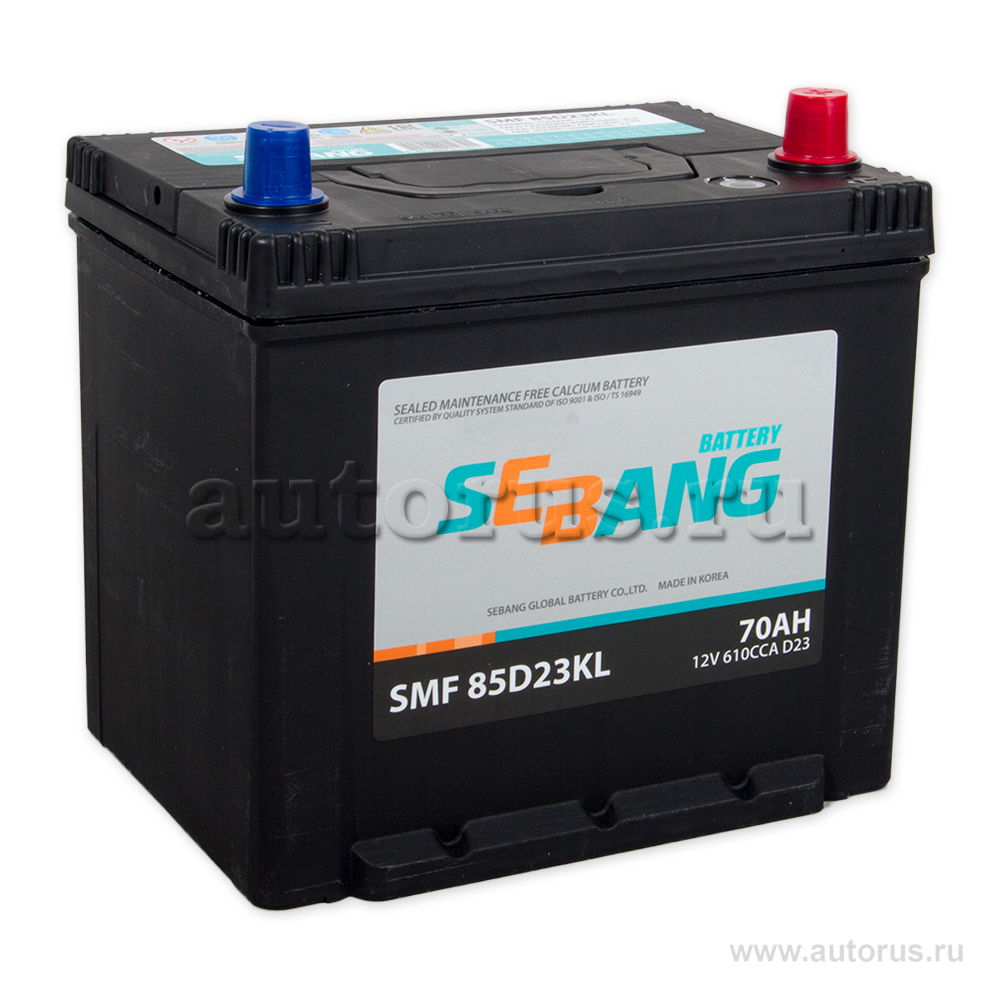Аккумулятор SEBANG SMF 70 А/ч обратная R+ EN 610A 232x175x225 SMF 85D23KL SMF 85D23KL