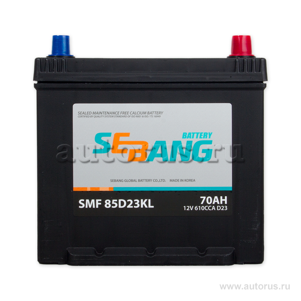 Аккумулятор SEBANG SMF 70 А/ч обратная R+ EN 610A 232x175x225 SMF 85D23KL SMF 85D23KL