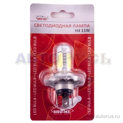 Лампа светодиодная 12V H4 11W SHO-ME 2 шт. блистер H4- 11W