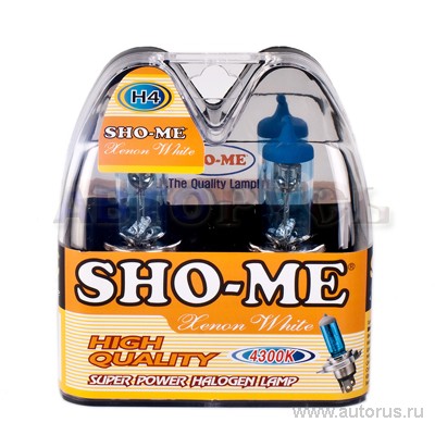 Лампа 12V H4 60/55W +120% SHO-ME HIGH QUALITY 2 шт. DUOBOX H4 SVU