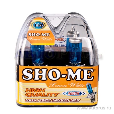 Лампа 12V H4 60/55W +80% SHO-ME HIGH QUALITY 2 шт. блистер SHO-ME H4