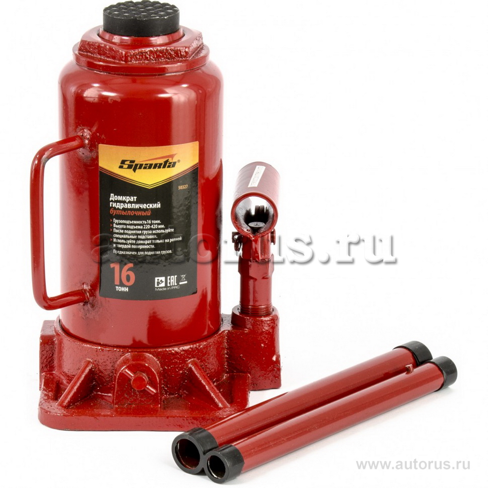 Домкрат гидравлический бутылочный, 16 т, h подъема 220-420 мм SPARTA 50327