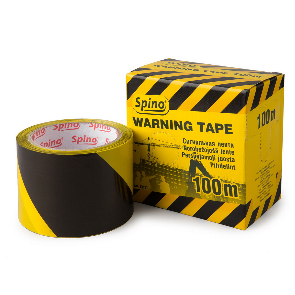 Лента сигнальная SPINO 70мм x 100м, чёрно - жёлтая, PE Spino 78101