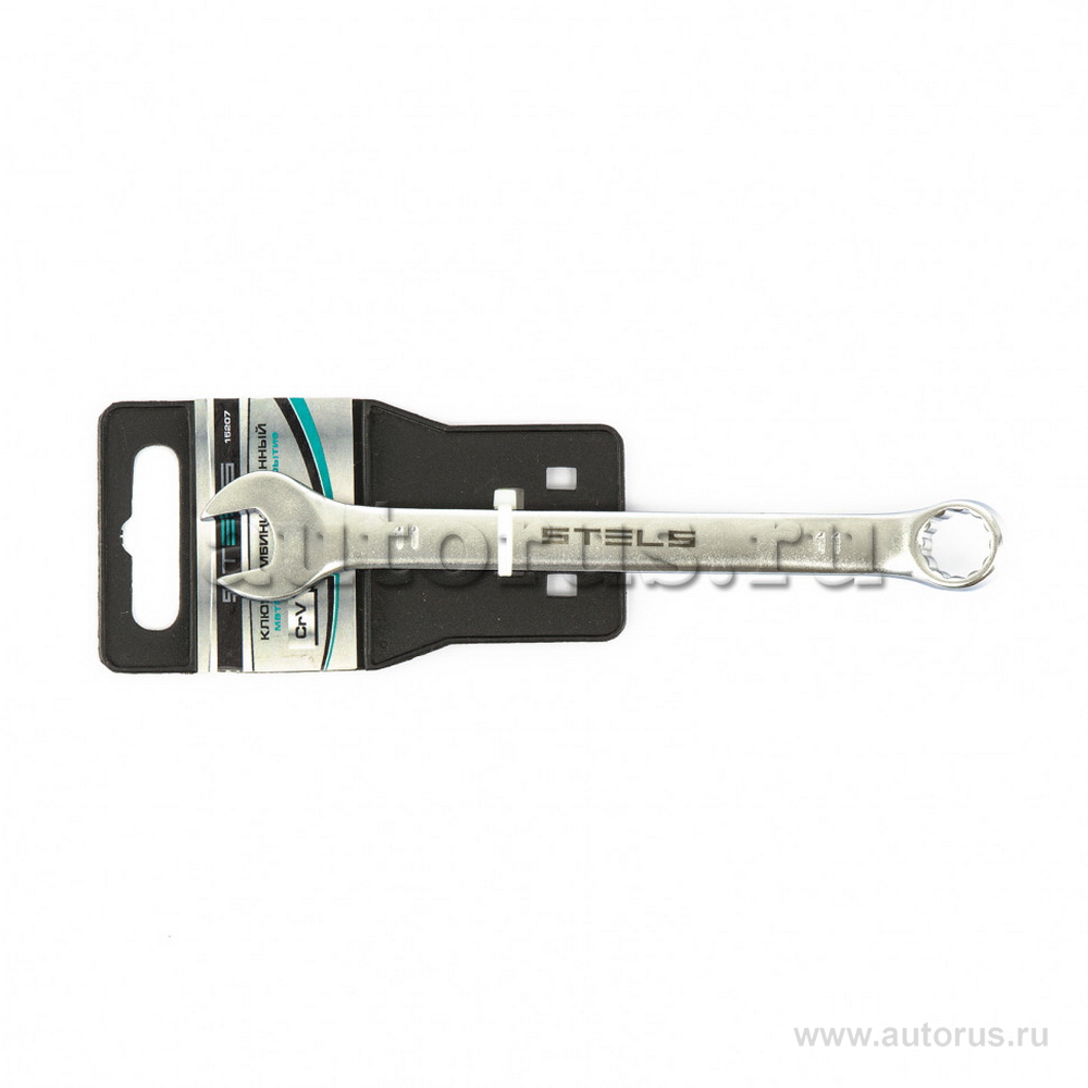 Ключ комбинированный, 11 мм, CrV, матовый хром STELS 15207
