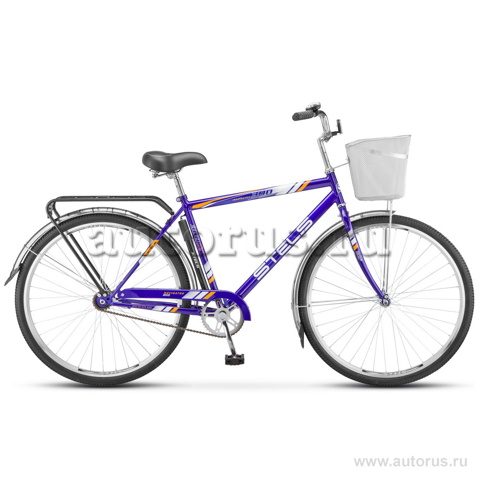 Велосипед 28 дорожный STELS Navigator 300 Gent (2018) количество скоростей 1 рама сталь 20 с корзиной синий