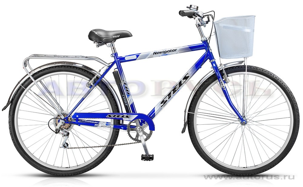 Велосипед 28 дорожный STELS Navigator 350 Gent, 2016 7 скоростей рама сталь 20 с корзиной синий
