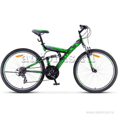 Велосипед 26 горный STELS Focus V (2018) количество скоростей 18 рама сталь 18 черный/зеленый