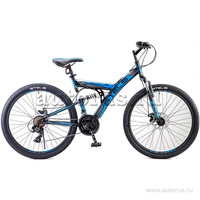 Велосипед 26 горный STELS Focus MD (2018) количество скоростей 21 рама сталь 18 черный/синий