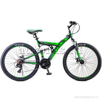 Велосипед 26 горный STELS Focus MD (2018) количество скоростей 21 рама сталь 18 черный/зеленый