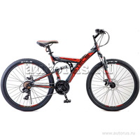 Велосипед 26 горный STELS Focus MD (2019) количество скоростей 21 рама сталь 18 черный/красный