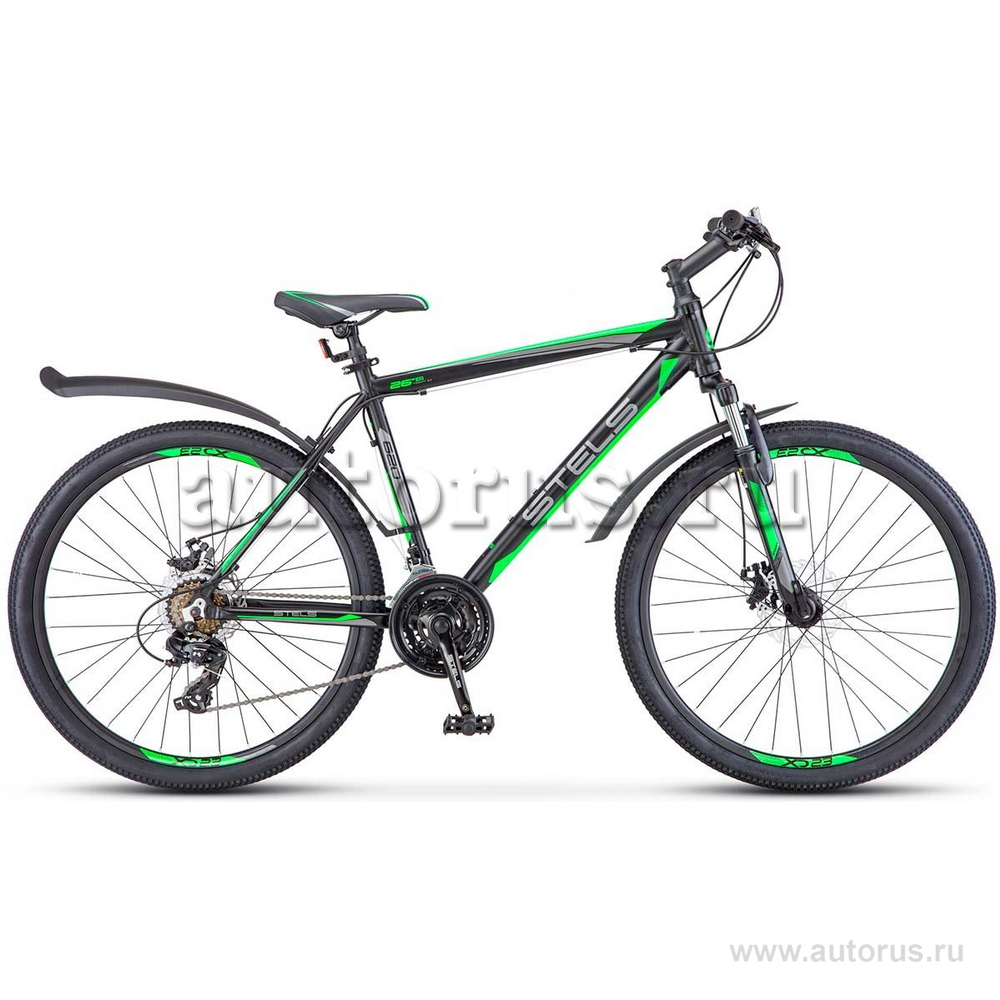 Велосипед 26 горный STELS Navigator 620 MD (2018) количество скоростей 21 рама алюминий 17 черный/зеленый/антрацит