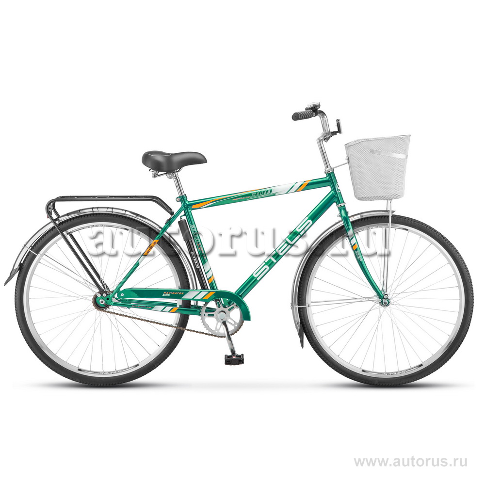 Велосипед 28 дорожный STELS Navigator 300 Gent (2018) количество скоростей 1 рама сталь 20 с корзиной зеленый