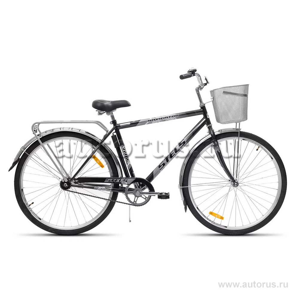 Велосипед 28 дорожный STELS Navigator 300 Gent (2018) количество скоростей 1 рама сталь 20 серый с корзиной