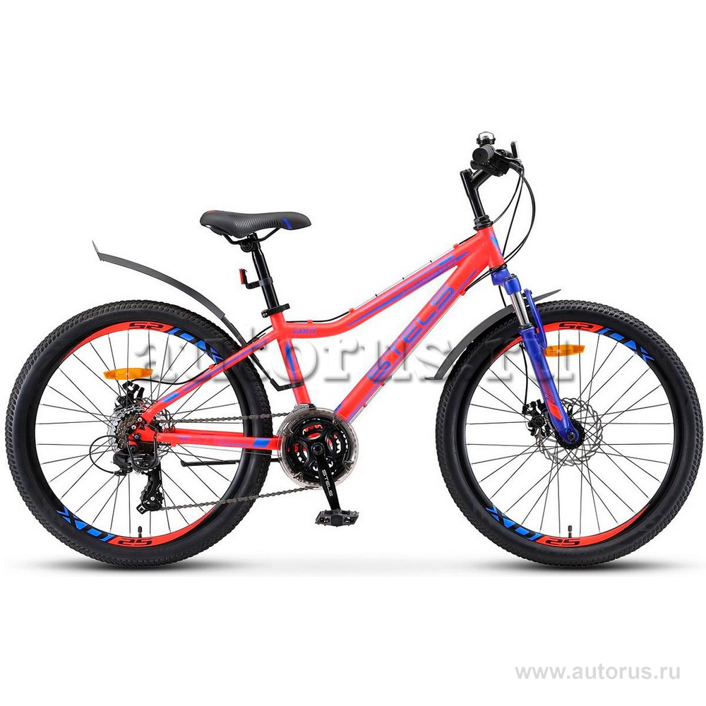 Велосипед 24 подростковый STELS Navigator 410 MD (2019) количество скоростей 21 рама сталь 13 неоновый/красный