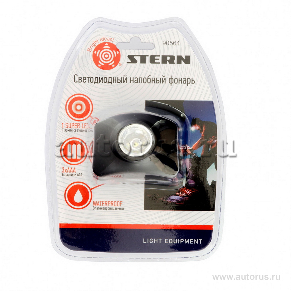 Фонарь наголовный, светодиодный, 1 super Led, 3 х ААА Stern 90564 STERN 90564