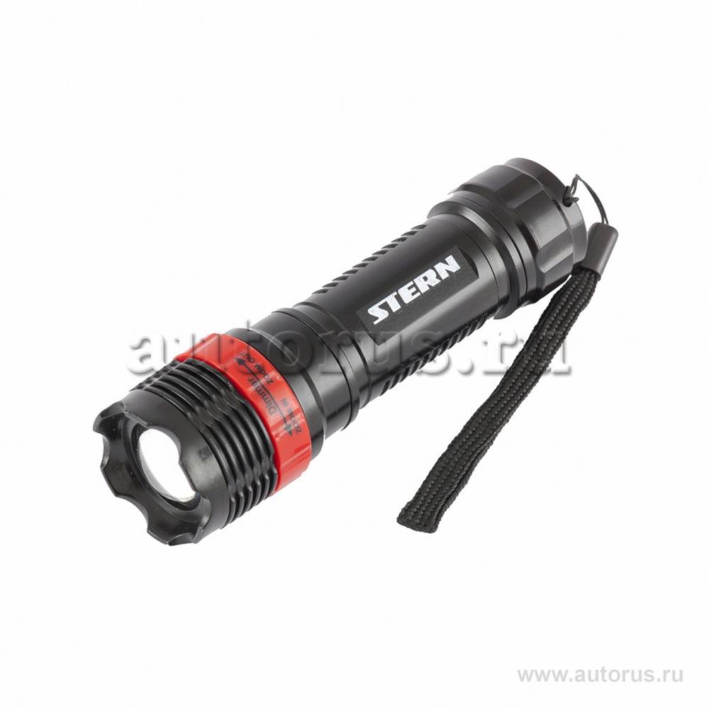 Фонарь бытовой, пластик, 1 W Led, ремешок, зум, 3 режима 100%-50%-строб, 3 х ААА Stern 90570 STERN 90570