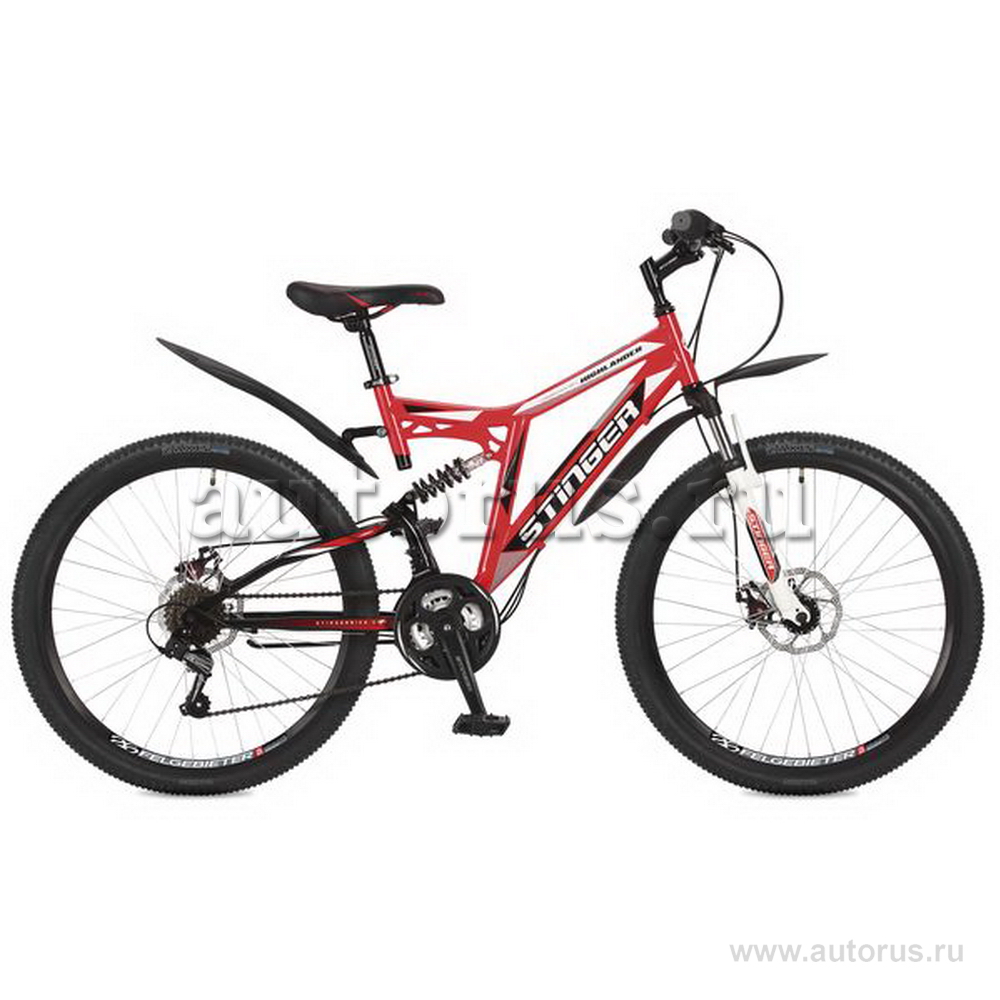 Велосипед 26 горный STINGER Highlander 100D (2019) количество скоростей 18 рама сталь 16 красный
