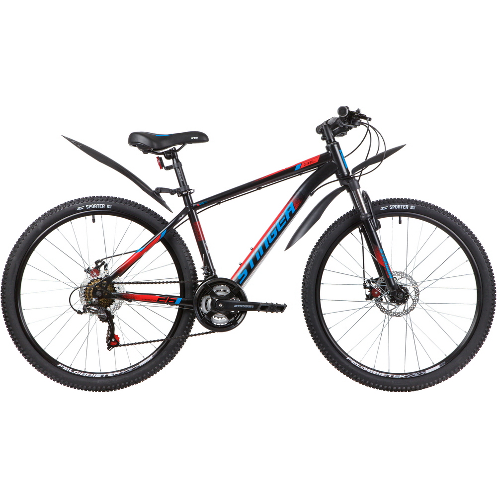 Велосипед 26 горный STINGER Caiman D (2020) количество скоростей 18 рама сталь 16 черный