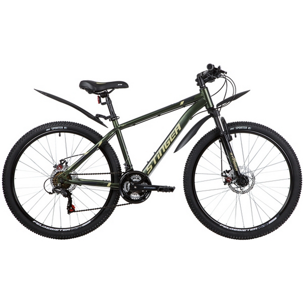 Велосипед 26 горный STINGER Caiman D (2020) количество скоростей 18 рама сталь 18 зеленый