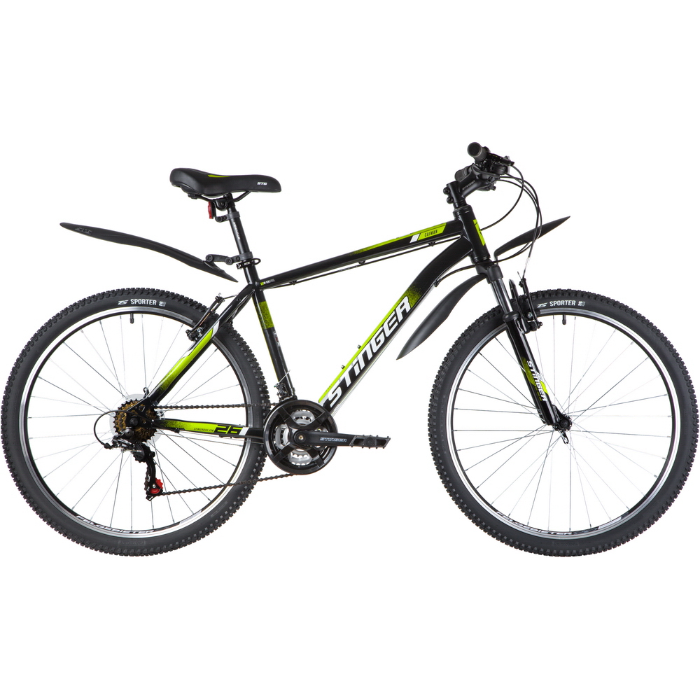 Велосипед 26 горный STINGER Caiman (2020) количество скоростей 18 рама сталь 18 черный
